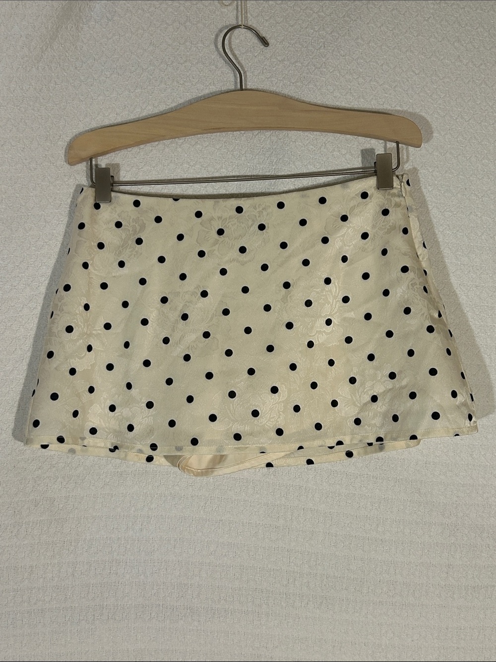 Cream Polka Dot A-Line Skirt